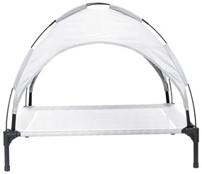 Cama Elevada para Cães com Teto Removível Cinza Prateado XL Aço