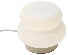 Candeeiro de Mesa Japandi Bege com Vidro Opalino 15cm - Miele Japandi