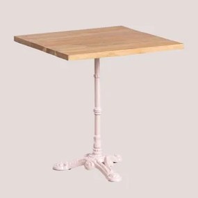Mesa De Bar Quadrada Em Madeira De Acácia Azteca Madeira De Acácia - Rosa Algodão Doce & 70 X 70 Cm - Sklum