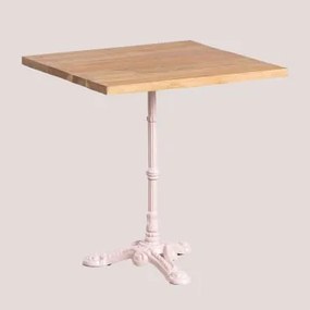 Mesa De Bar Quadrada Em Madeira De Acácia Viena ↔︎ 70 Cm & Rosa Algodão Doce - Sklum
