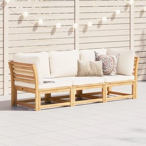 vidaXL 3 pcs conjunto lounge de jardim c/ almofadões acácia maciça