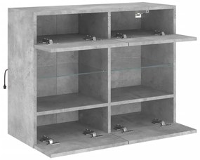 Móvel parede p/ TV c/ luzes LED 78,5x30x60,5 cm cinza cimento
