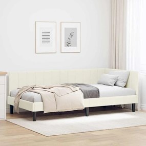vidaXL Estrutura de Cama de Canto Creme 100 cm x 200 cm Veludo