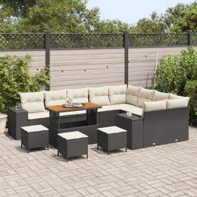 Conjunto de Sofás para Jardim vidaXL de 13 Peças com Almofadas Preto R
