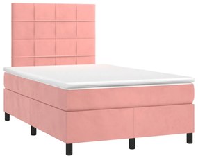 Cama boxspring com colchão 120x200 cm veludo rosa