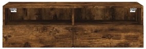 Móvel parede TV 100x30x30 cm derivados madeira carvalho fumado