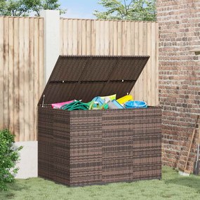 vidaXL Caixa para almofadões de jardim 145x100x103 cm vime PE castanho