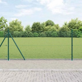 vidaXL Cerca de Arame Soldado com 7 Postes Flangeados Verde 0.8x10 m Aço