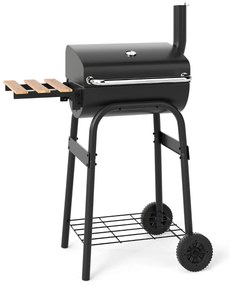 Grelhador a carvão para churrasco ao ar livre com mesa lateral dobrável Termóstato Prateleira de armazenamento preto