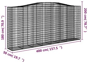 Cestos gabião arqueados 2pcs 400x50x180/200cm ferro galvanizado