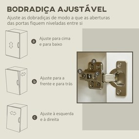 HOMCOM Aparador de Sala de Estar Armário de Armazenamento Móvel Auxiliar de Cozinha com 2 Portas e Prateleira Ajustável para Sala de Jantar Entrada 80x37x75 cm Branco e Madeira