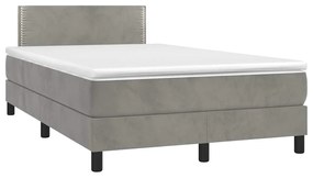 Cama box spring colchão LED 120x190 cm couro artif. cinza-claro