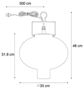 LED Smart buiten hanglamp wit 35cm met rode stekker incl. Wifi A60 - Pion Moderno