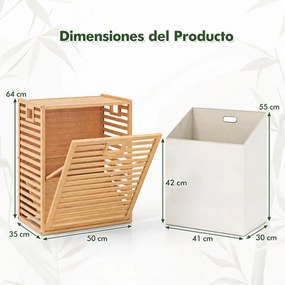 Cesto para Roupa Suja, 50 x 35 x 64 cm, Abertura Frontal, Cor Nogueira