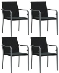 5 pcs conjunto de jantar p/ jardim c/ almofadões vime PE e aço