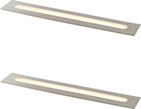 Conjunto de 2 projetores de chão modernos aço 50 cm incluindo LED IP65 - Eline