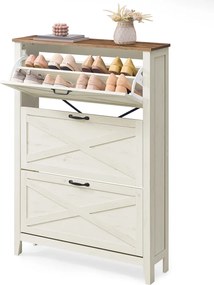 Sapateira Armário para sapatos com 3 portas 24 x 87 x 123,6 cm Branco vintage