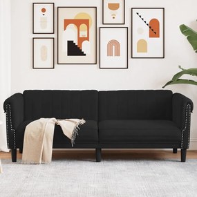 vidaXL Sofá de 3 lugares veludo preto
