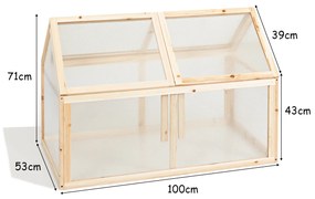 Mini Estufa de Madeira para vasos ao ar livre para Varanda e Varanda de Jardim 100 x 53 x 71 cm