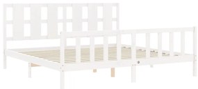 Estrutura de cama com cabeceira 180x200cm madeira maciça branco
