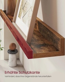 Conjunto de 2 prateleiras de parede 10 x 60 x 5/2 cm castanho vintage