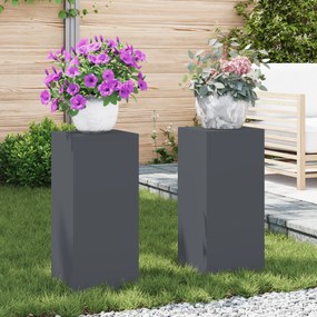 vidaXL Suportes de Plantas para Exteriores Pilar 2 pcs Antracite 24x24x55 cm Aço