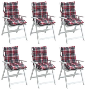 Almofadões cadeira encosto baixo 6 pcs oxford xadrez vermelho