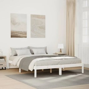 Cama extra longa sem colchão 140x210 cm pinho maciço branco