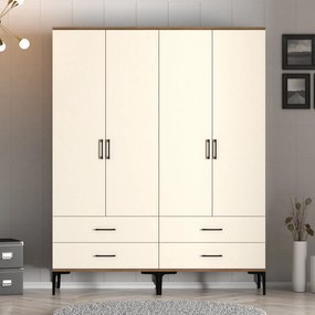 Guarda-Roupa Kumsal TT – Nogueira e Creme – 160x47,5x201,4 cm
