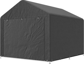 Abrigo de jardim em forma de tenda, impermeável, para arrumação, com porta enrolável e fecho de correr, 200 x 238 x 183 cm, cinzento escuro
