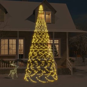 vidaXL Árvore de Natal mastro de bandeira 1400LEDs 500cm branco quente