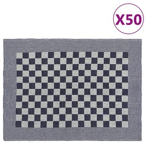 Panos de cozinha 50 pcs 50x70 cm algodão azul e branco