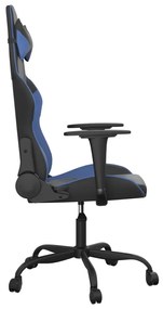 Cadeira gaming de massagens couro artificial preto e azul