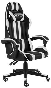 20523 vidaXL Cadeira estilo corrida couro artificial preto e branco