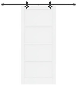 Porta Deslizante vidaXL com Conjunto de Ferragens Branca 93x211 cm Mad