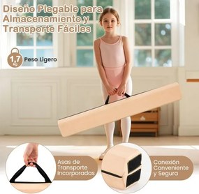 Barra de equilíbrio dobrável de 210 x 15 x 7 cm de ginástica de espuma com capa de camurça removível e fundo antiderrapante para crianças Amarela