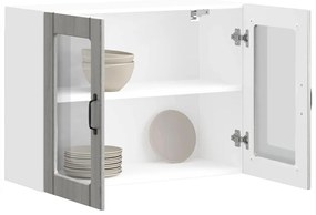 vidaXL Armário de parede de cozinha porta vidro Lucca cinza sonoma