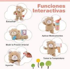 Hospital de brincar infantil com 24 acessórios Relógio Torneira Lavatório Monitor ECG para crianças a partir dos 3 anos 97 x 30,5 x 88 cm Rosa