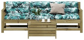 vidaXL 4 pcs conjunto lounge de jardim c/ almofadões pinho impregnado