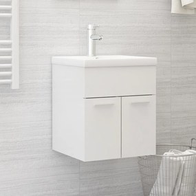 vidaXL Armário lavatório + lavatório embutido contra. branco brilhante