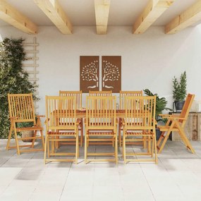 vidaXL 9 pcs conjunto de jantar para jardim 180x90x75 cm madeira de acácia maciça