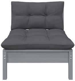 5 pcs conjunto lounge de jardim c/ almofadões pinho maciço
