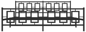 Estrutura de cama com cabeceira e pés 193x203 cm metal preto