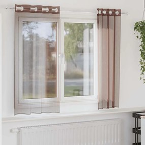 vidaXL Cortinas de voile com ilhós 2 pcs castanho 140x140 cm