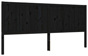 Estrutura de cama com cabeceira 200x200 cm madeira maciça preto