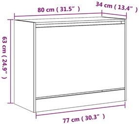 Sapateira 80x34x63 cm derivados de madeira carvalho sonoma
