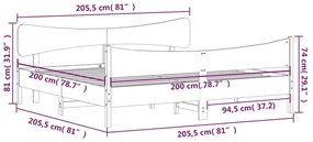 Cama sem colchão 200x200 cm pinho maciço castanho-mel