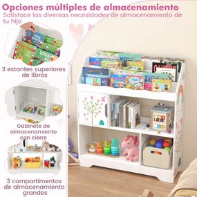 Armário infantil 3 em 1 com 3 níveis Armário de arrumação para crianças para sala de jogos Jardim de infância 93 x 30 x 100 cm Branco