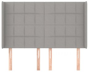 Cabeceira cama c/ abas tecido 147x16x118/128 cm cinzento-claro