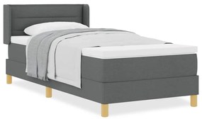 Cama Box Spring com Colchão Cinza Escuro, 90 x 190 cm, Têxtil